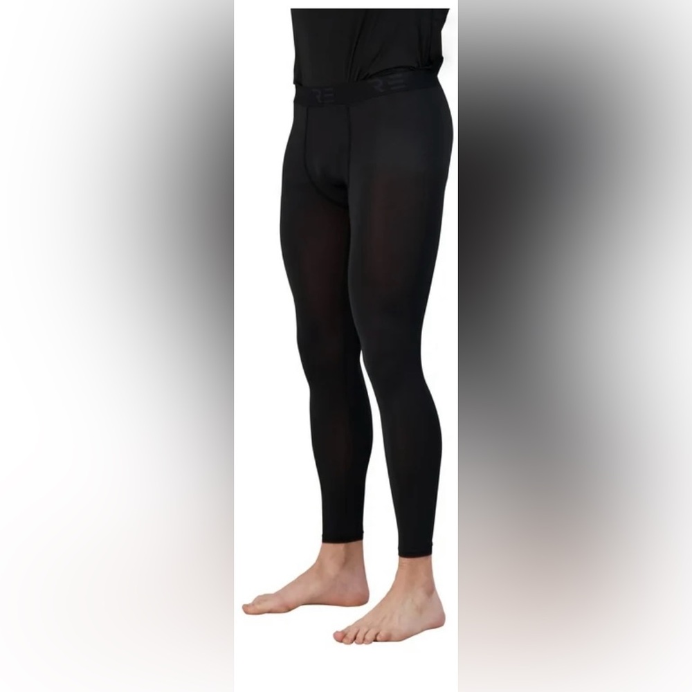 Men RE Real Essentials black Active Compression Pant Workout Tights Legging  LG